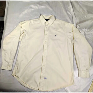 VTG Ralph Lauren Shirt Mens Beige Cream Long Sleeve Button Down Casual Large
